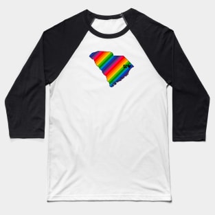 USA States: South Carolina (rainbow) Baseball T-Shirt